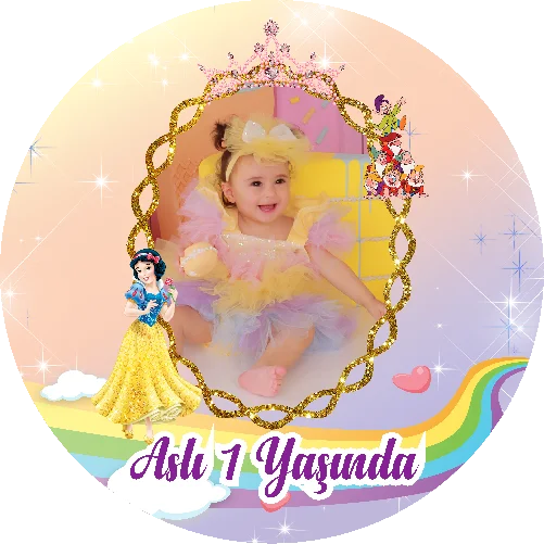 Pamuk Prenses Temalı Yuvarlak Açacak Magneti